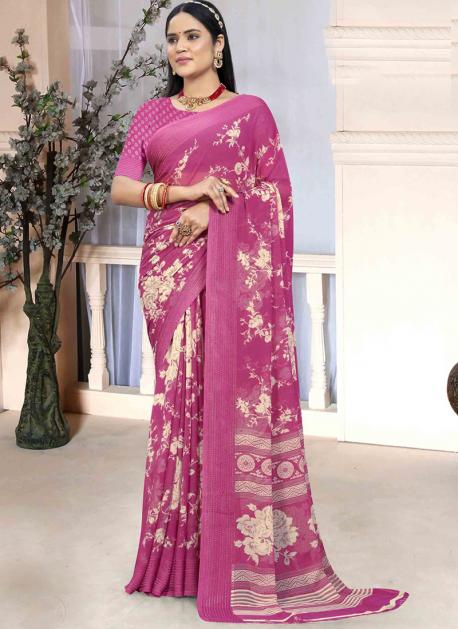 Buy Vetles Jacquard Pink Casual Wear Jari Border Saree Online From